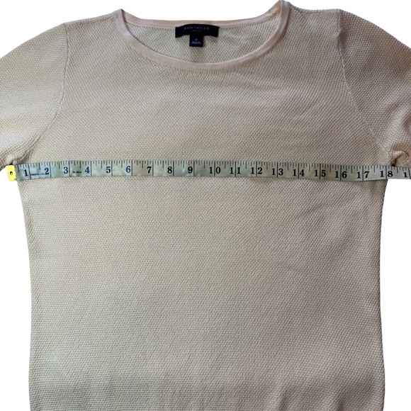 Ann Taylor Butter Yellow Ruffle Short Sleeve Lightweight Small Petite Sweater - Picture 4 of 7